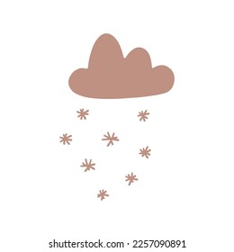 Cute cloud in boho style. Cute hand drawn boho cloud. Boho style childrens decoration. Vector illustration