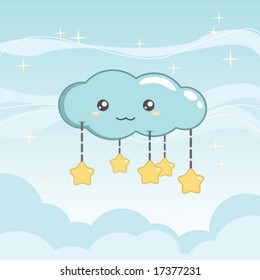 Cute cloud card illustration