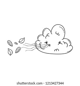Cute cloud cartoon in black and white