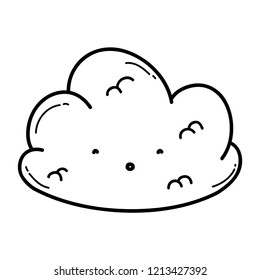Cute cloud cartoon in black and white
