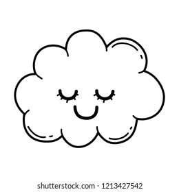 Cute cloud cartoon in black and white
