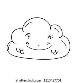 Cute cloud cartoon in black and white