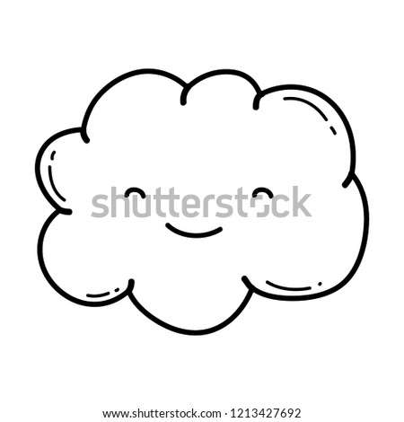 Cute cloud cartoon in black and white