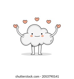 Cute cloud cartoon character spreading love