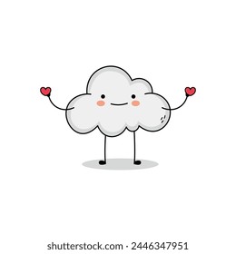 Cute cloud cartoon character spreading love doodle