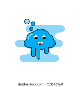 Cute cloud cartoon characters with MBE style. Vector illustration