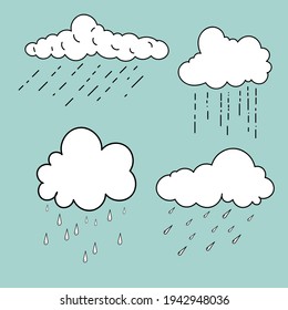 Dibujo del vector de la colección meteorológica de dibujos animados en nube 