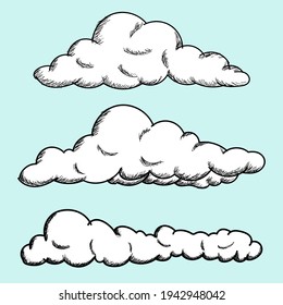 Cute cloud cartoon weather  collection hand drawn style vector illustration 