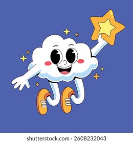 Cute cloud catch the star cartoon
