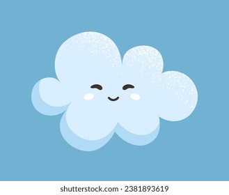Cute Cloud-Zeichen-Konzept. Wettervorhersage Design Element. Träumen, Ruhe und Entspannung. Aufkleber für soziale Netzwerke und Boten. Cartoon-FlachVektorgrafik einzeln auf blauem Hintergrund