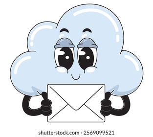 Cute Cloud Character Holding an Envelope
