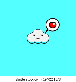 Cute cloud character illustration design has love