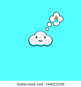 Cute cloud character illustration design imagining dot