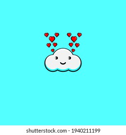 Cute cloud character illustration design in love