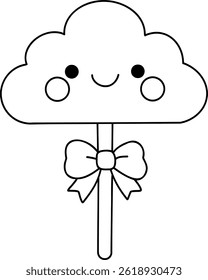 A Cute cloud character with smiling face and bow, perfect for playful designs