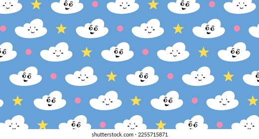 Cute cloud character with stat for design background and childish wallpaper