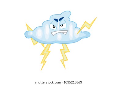 Cute Cloud Character . vector illustration. Isolated on white background. 