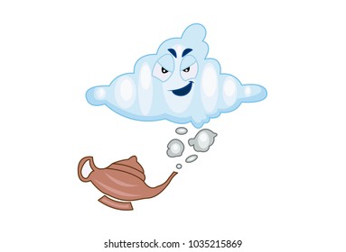 Cute Cloud Character . vector illustration. Isolated on white background. 