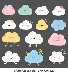 Personajes lindos de la nube fijados para la ilustración de los niños