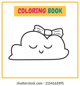 Ilustración de vectores de contorno o de libro de coloración en la nube