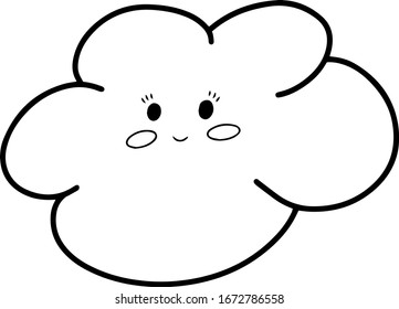 Cute cloud with emotion isolated on white background. Vector illustration