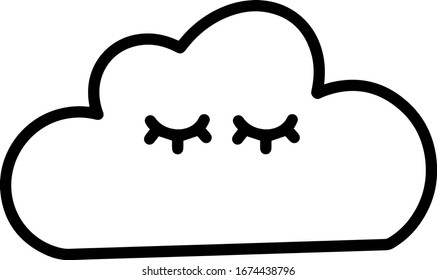 Cute cloud with emotion isolated on white background. Vector illustration