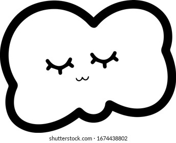 Cute cloud with emotion isolated on white background. Vector illustration