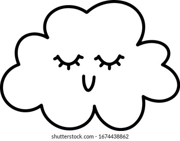 Cute cloud with emotion isolated on white background. Vector illustration