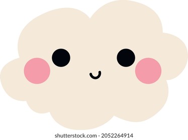 Ilustración de caída en nube con cara feliz sobre el fondo blanco aislado.