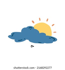 cute cloud hand drawn weather pattern with sunrise, dawning on white background 
