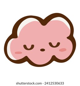 Cute cloud happy pink of Valentine's day and love anniversary. romantic items and love symbols. vector illustration.
