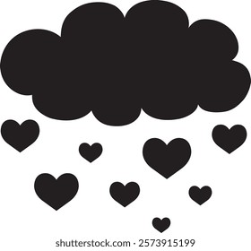 Cute Cloud with Heart Silhouette