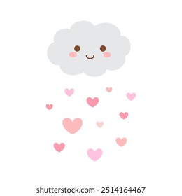 	
Cute cloud with hearts isolated on white background.