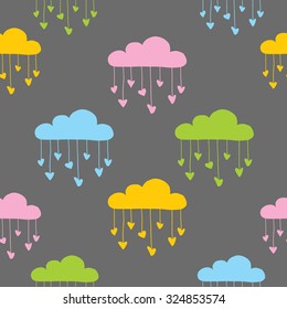 Cute cloud and hearts pattern