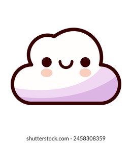 Cute Cloud Icon in Cartoon Style. Isolated on white background. Clipping paths included.
