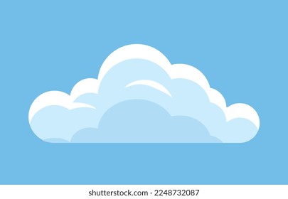 Cute cloud icon. Graphic element for website. Stylish logo for company or organization, branding. Poster or banner. Design element for invitation and greeting card. Cartoon flat vector illustration