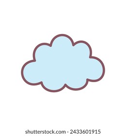 Cute cloud icon. Hand drawn weather outline sign isolated on a white background. Kawaii sticker. Vector 10 EPS.