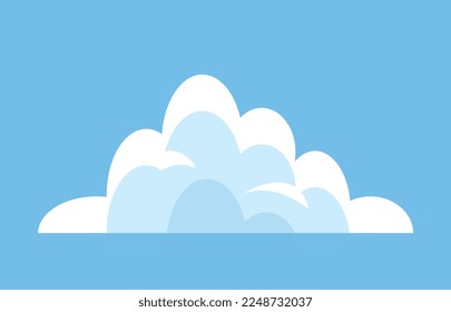 Cute cloud icon. Natural landscape, unusual and organic patterns, steam. Symbol of spring and summer seasons. Atmosphere and climate. Poster or banner for website. Cartoon flat vector illustration