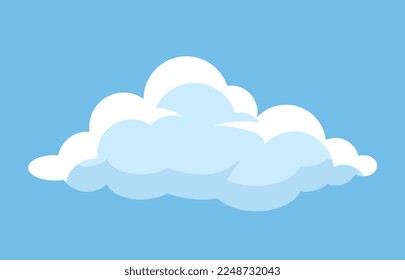 Icono de nube. Patrón natural y orgánico. Atmósfera y clima, símbolo de buen tiempo, cielo. Afiche o cartel para el sitio web. Plantilla, disposición y burla. Dibujo vectorial plano de dibujos animados