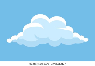 Cute cloud icon. Poster or banner for website. Design element for invitation and greeting cards. Good weather, spring or summer season, climate and atmosphere, steam. Cartoon flat vector illustration