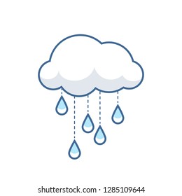 Cute cloud icon with rain droplets. Sweet childlren vector illustration.