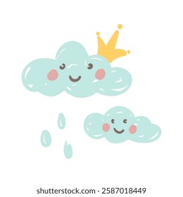 Cute cloud illustration baby sky kawaii rain cartoon vector illustration