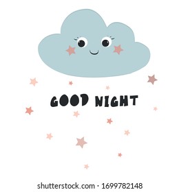 Cute Moon Stars Good Night White Stock Vector (Royalty Free) 1154646286
