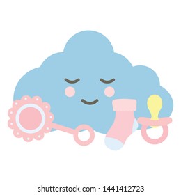 cute cloud kawaii with baby accessories