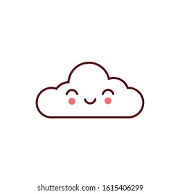 cute cloud kawaii comic character icon vector illustration design