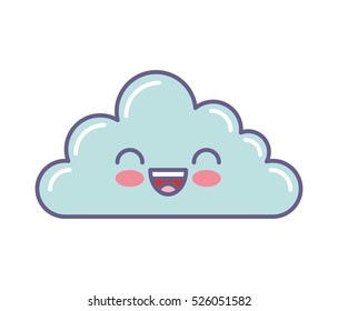 Cute Cloud Kawaii Face Vector Illustration Design