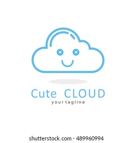 CUTE CLOUD LINE LOGO ICON SYMBOL
