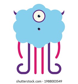 Cute cloud monster vector cartoon character isolated on a white background.