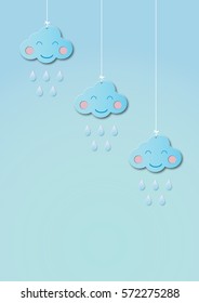 Cute cloud paper art style vector illustration