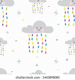cute cloud pattern with colorful rain water